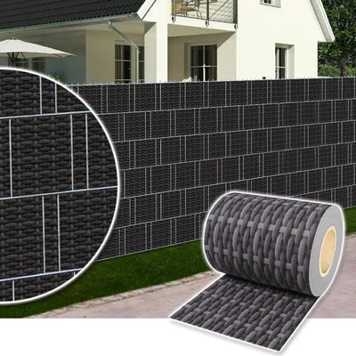 Produktbild von Sichtschutz Rolle 35m blickdicht PVC Zaunfolie Sichtschutzfolie Windschutz für Doppelstabmatten Zaun Sichtschutzrolle - Rattan-Anthrazit