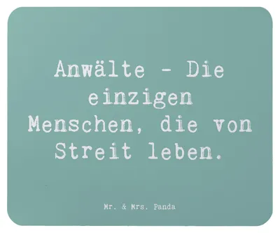 Produktbild von Mr. & Mrs. Panda Mauspad Spruch Anwalt Streitmacher - Meeresbrise - Geschenk, Eigenheiten, Anerkennung, mousematte, Berufe, Mousepad, Geschenke für Berufstätige, laptop