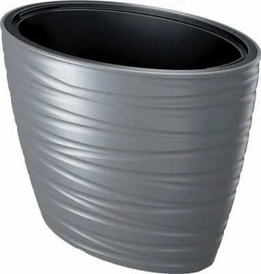 Produktbild von Maze Blumentopf Pflanzgefäß 2in1 inkl. Pflanztopf Witterungsbeständig Oval 42,3cm Höhe Kunststoff Grau