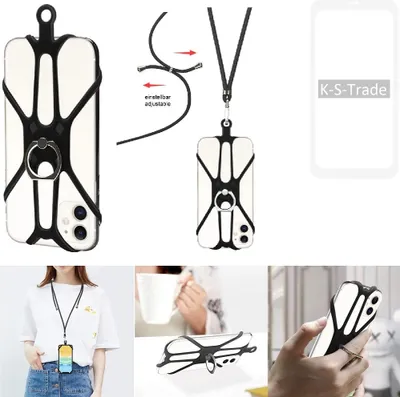 Produktbild von K-S-Trade 3in1 Handykette Handyband Handykordel Halsband Smartphone-Ring Handy-Ring kompatibel mit OnePlus OnePlus 8 Pro Fingerhalterung Handyring