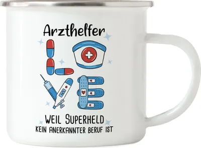 Produktbild von Ich Bin Arzthelfer Weil Superheld Kein Anerkannter Job Ist Emaille Tasse Geschenk Danke Sagen