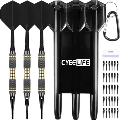 Produktbild von CyeeLife Dartpfeile Set mit Kunststoffspitze und 30pcs Softdart Spitzen