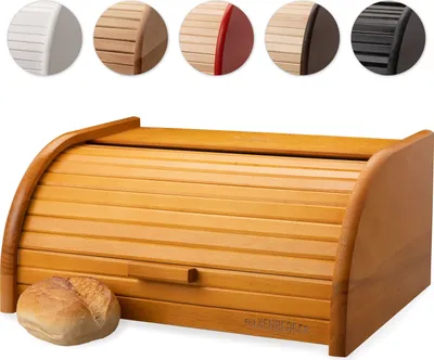 Produktbild von FALKENBERGER Brotkasten aus Buchenholz ca. 39x29x18cm Rollbrotkasten traditionell Brotbox mit Roll-Deckel Handmade