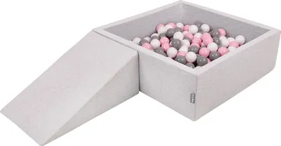 Produktbild von KiddyMoon Spielplatz Aus Schaumstoff Mit 100 Bälle 7cm Hindernisläufen Quadrat Bällebad Mit Zwickel Element Für Babys Und Kinder