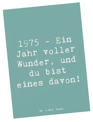 Produktbild von Mr. & Mrs. Panda Ansichtskarte Spruch 1975 Geburtstag Wunder - Meeresbrise - Geschenk, feiern, Alter, bildkarte, Happy Birthday, Geburtsjahr, Ansichtskarten, Postkarte