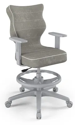 Zdjęcie produktu dla Krzesło Wzrostowe Dla Dzieci I Młodzieży, Ergonomiczne Krzesło Do Biurka, Dla Osób O Wzroście 159-188 Cm, Kolor: Szary (Duo Grau Visto 03), Z Podniesioną Podnóżkiem