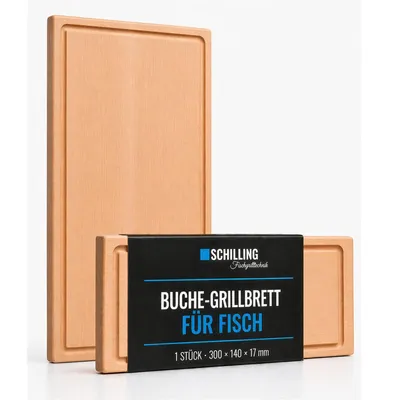 Produktbild von Grillbrett / Räucherbrett 30x14x2 cm aus Buche mit Abtropfrinne