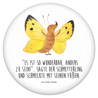 Produktbild von Mr. & Mrs. Panda Badge Schmetterling Zitronenfalter - Weiß - Geschenk, Lustige Sprüche, Anstecker, Ansteck Pin, Motivation, Button, Außergewöhnlich, Liebe, Plakette, Fakt