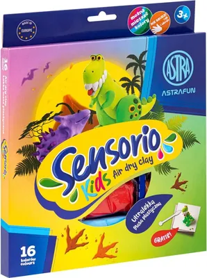 Obrázok produktu pre Lekka masa plastyczna Sensorio Kids 16 kolorów Dinozaury
