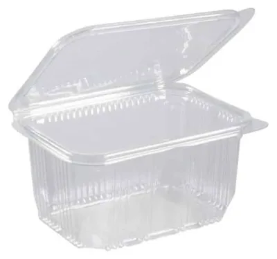 Image de 50 Barquettes à Salade 1500 ml avec Couvercle Attenant (192x184xH.80mm) en PET Pratiques, Hermétiques et Résistantes - D-Work