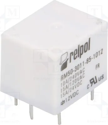 Obrázok produktu pre 1x Relé: elektromagnetické, 10A/240VAC, cievka: 12VDC, 15A, typ RM50-3011-85-1012
