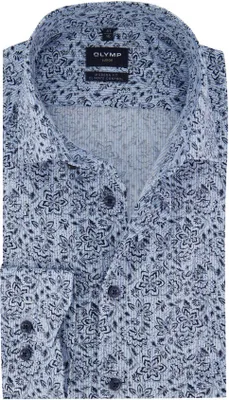 Produktbild von Olymp Hemd blau modern fit bedruckt langarm