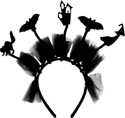 Produktbild von Oblique Unique Haarreifen mit Fledermaus Hexe Katze Gespenster Haus Haarreif für Halloween Fasching Karneval - schwarz
