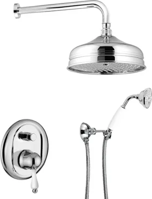 Immagine prodotto di Set doccia duplex argento / bianco - Set doccia con miscelatore monocomando
