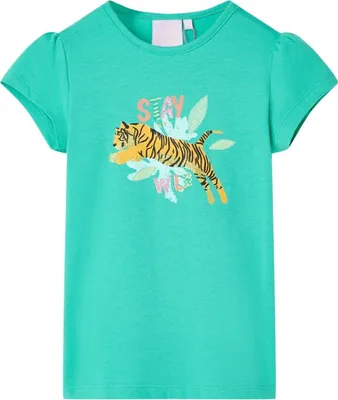 Produktbild von Kinder T-Shirt Minzgrün Gr. 128 mit Tigeraufdruck