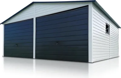 Produktbild von Fertiggarage für zwei Autos 6x5 m Satteldach Schwingtor Weiß
