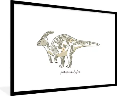Produktbild von MuchoWow® Gerahmtes Poster Kinderzimmer - Parasaurolofus - Dinosaurier - Jungen - Mädchen - Kind 90x60 cm - Poster mit Schwarzem Bilderrahmen Wandposter Rahmen Foto Bilder - Wanddekoration - Fotos