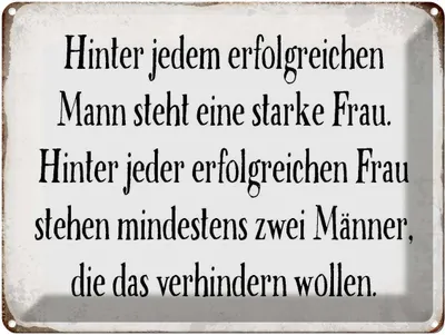Produktbild von vianmo Blechschild 30x40 cm hinter jedem Mann steht Frau Spruch Zitat