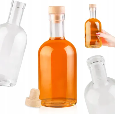 Zdjęcie produktu dla SuperButelki - Butelka szklana TADEK 500 ml z korkiem, na nalewki bimber wódkę alkohol napoje wodę, grube szkło 0,5 flaszka ozdobna, zestaw 0,5l