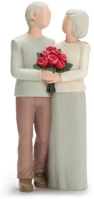 Produktbild von Ibenzoa® Handbemalte Skulptur für ältere Paare – Geschenk zum Hochzeitstag für Eltern & Großeltern, elegante Dekofigur mit Geschenkbox für Regal oder Kamin