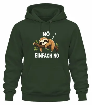 Produktbild von Nö Einfach Nö Faultier Schlafend Statement Sarkasmus Süß Hoodie Kapuzenpullover, Flaschengrün, L