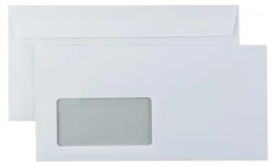 Produktbild von Kaenguruh DL Briefumschlag Abdeckstreifen, weiss 80g, Fenster, grau Innendruck