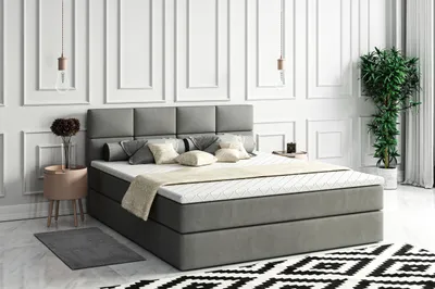 Produktbild von VELAR Boxspringbett mit bettkasten "MADERA", 120 cm, Grau