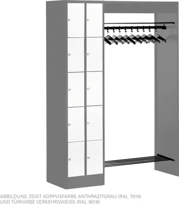 Produktbild von Offene Garderobe für 10 Personen Garderobenschrank Wertfachschrank 195x141x48 cm