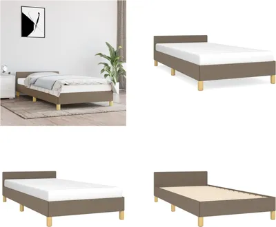Produktbild von vidaXL Bettgestell mit Kopfteil Taupe 90x190 cm Stoff - Bettgestell Mit Kopfteil - Bettgestelle Mit Kopfteil - Bettgestell - Bett Mit Kopfteil