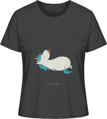 Produktbild von Mr. & Mrs. Panda Kurzarmshirt Damen Einhorn Schnuller Größe M - Anthrazit - Geschenk, Geburt, Basic Shirt, Oberteil, Rundhals T-Shirt, Unicorn, Geburtstag, Baumwoll, Mama