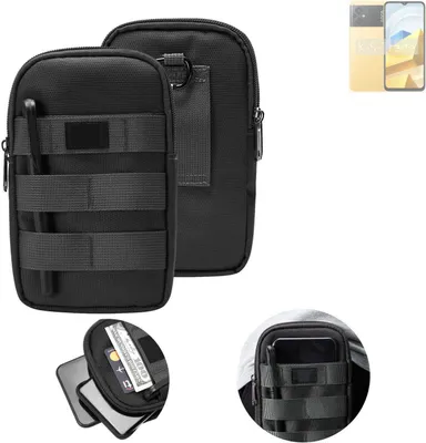Produktbild von K-S-Trade Holster Gürtel Tasche kompatibel mit POCO M5 Handy Tasche Schutz Hülle dunkel-grau viele Fächer, 1x
