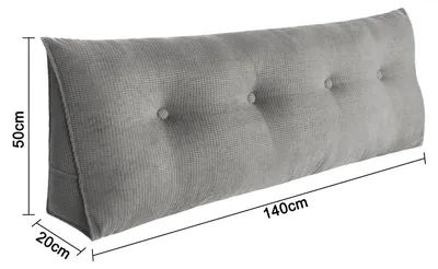 Zdjęcie produktu dla Poduszka pod plecy - Długa poduszka klinowa o długości 140 cm - Trójkątna podpora dla pleców - Poduszka lędźwiowa do łóżka i sofy - Zdejmowana, możliwość prania pokrowca - Wypełnienie bawełniane