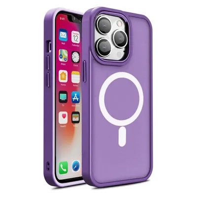 Obrázok produktu pre Farebné matné puzdro HQWear pre iPhone 15 Pro Max, kompatibilné s MagSafe, fialové