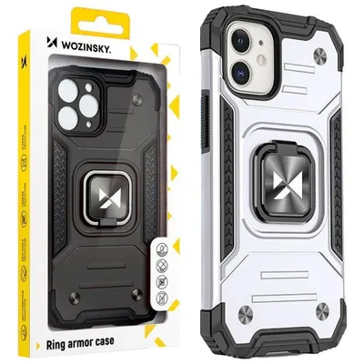 Obrázok produktu pre Pancierový kryt pre iPhone 14, magnetický držiak, Ring Armor, strieborný