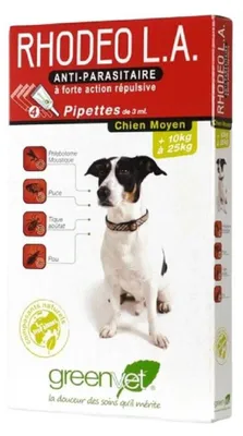 Produktbild von RHODEO L.A. Parasitenbehandlungspipette für mittelgroße Hunde (10–25 kg) – GREENVET