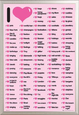 Immagine prodotto di Fun - Poster - I love beeing a girl + cornice rimovibile, Shinsuke® Maxi alluminio argento, vetro acrilico