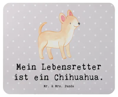 Produktbild von Mr. & Mrs. Panda Mauspad Chihuahua Lebensretter - Grau Pastell - Geschenk, computer mousepad, Mouse Pad, mousematte, mausteppich