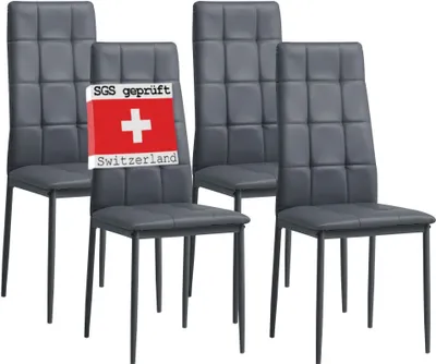 Zdjęcie produktu dla Zestaw 4 krzeseł do jadalni Albatros RIMINI, szary - Elegancki włoski design, tapicerowane krzesło z pokryciem z imitacji skóry, nowoczesne i stylowe przy stole jadalnym - krzesło kuchenne, krzesło do jadalni, duża nośność
