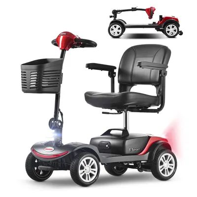 Produktbild von Seniorenmobil Elektromobil,300 W 4-Rad-Kompakt-Mobilitätsroller,Faltbar,leicht zu tragen und leistungsstark,robust, für Langstreckenfahrten,ROT