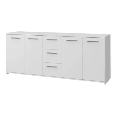 Produktbild von Niedriges Sideboard – Mattweiß – 4 Türen, 3 Schubladen – 179 x 42 x 74,5 cm
