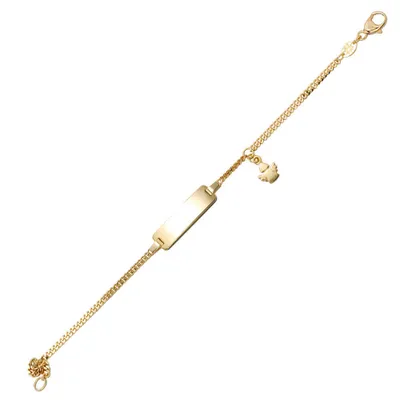 Produktbild von Goldarmband für Kinder Panzerkette Schildband mit Engel 585 Gold Gelbgold 14cm