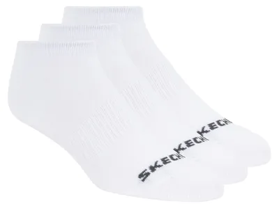 Image de Skechers, lot de 3 paires de chaussettes unies sans bouclette, S114041-100, chaussettes, unies, blanches