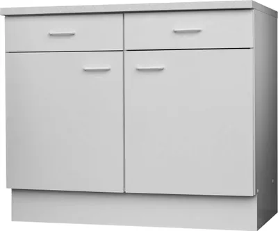 Produktbild von Küchenunterschrank, 2 Schubladen, 2 Türen, 1 Boden, 850 x 1000 x 600 mm, weiß
