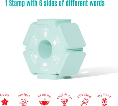 Image de Teacher Stamps Inking Comment Stamp English Version Praise Reward for School Classroom Homework Grading Stamp Motivational Messages Leakage-proof