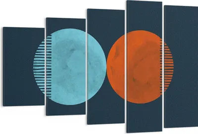 Produktbild von Bild auf Leinwand - Leinwandbild - 5 Teile - Abstraktion Blau Rot - 150x100cm - Wand Bild - Wanddeko - Wandbilder - Leinwanddruck - Bilder - Wanddekoration - Leinwand bilder - EG150x100-4720