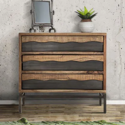 Obrázek produktu pro Komoda z hnědého dřeva s 3 zásuvkami 88x45x80 cm