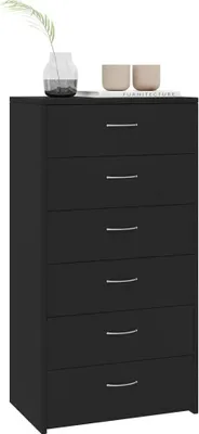 Zdjęcie produktu dla vidaXL Kredens z 6 szufladami czarny 50x34x96 cm materiał drewnopochodny