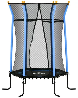 Immagine prodotto di Trampolino per bambini con rete di sicurezza | Colore: nero e blu | Dimensioni: 163,5 x 163,5 x 190 cm