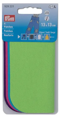 Reparatur-Patches aus Keperstoff, 13x13 cm, 4 Stück, bunt