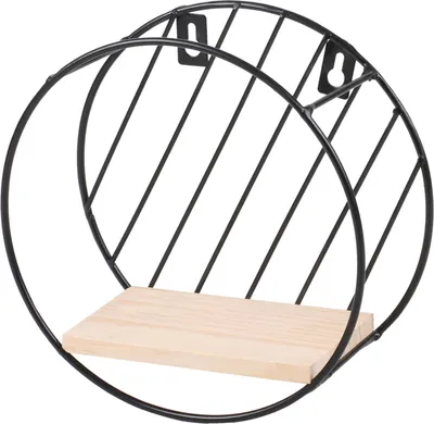 Produktbild von Wandregal rund 19 x 8cm, Metall, Holz, schwarz